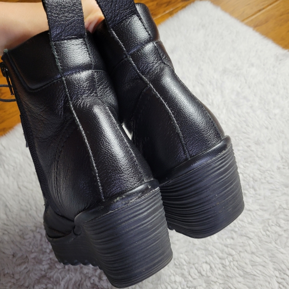 Fly London Yezi Leather Ankle Boots Women's 41 / US 10 Black - Picture 8 of 12